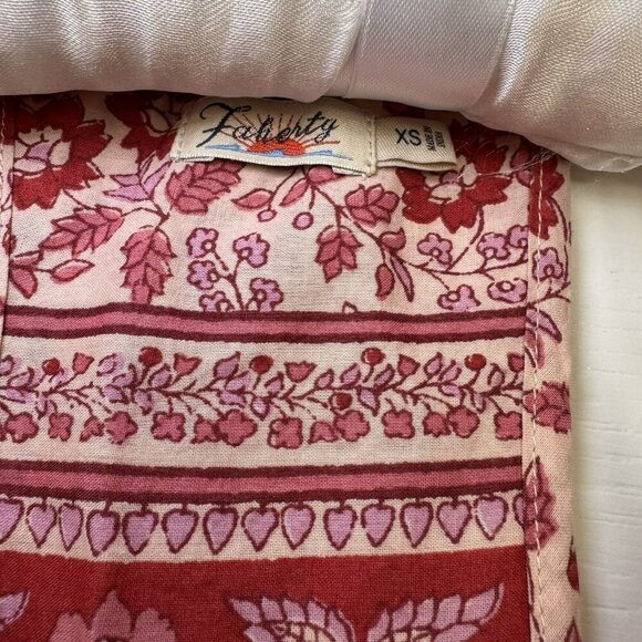 Faherty Adella Floral Jumpsuit Size XS Red Pink Pockets Resortwear - Picture 11 of 15